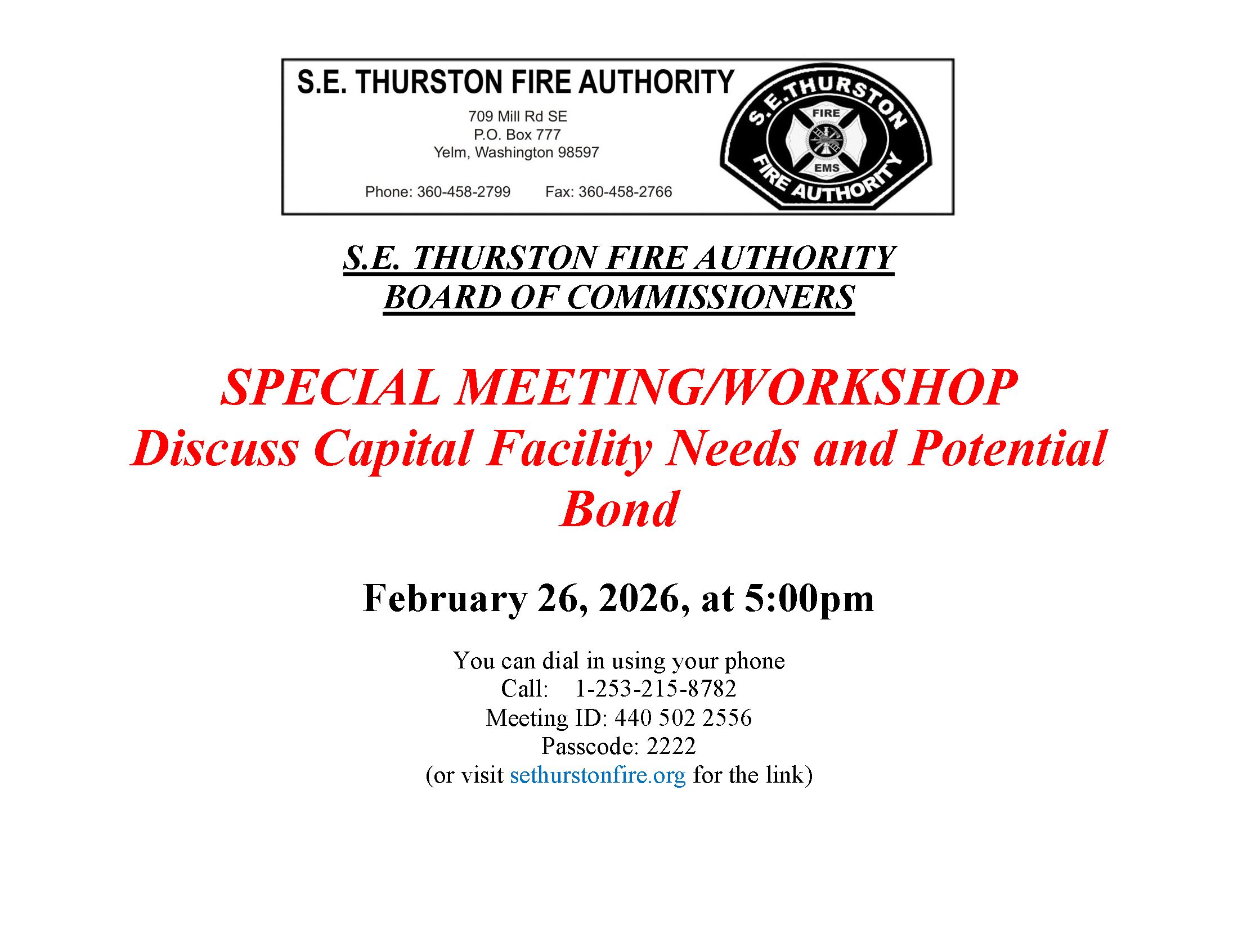 special meeting announcement